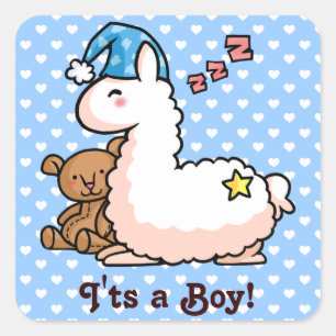 It's a Boy Llama! Square Sticker