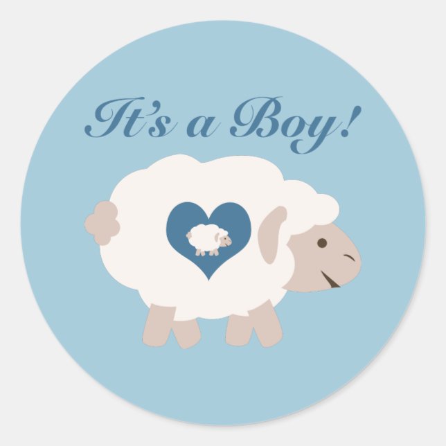 It's a Boy! Mama Sheep Classic Round Sticker (Front)