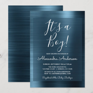 It's a Boy - Metallic Blue Foil Baby Shower Invitation