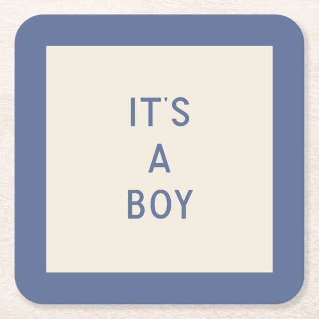 It's A Boy Minimal Paper Coaster (Front)