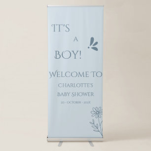 It's A Boy! Minimalism Pastel Blue Baby Shower Retractable Banner