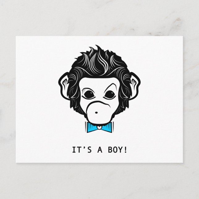it's a boy! mister monkey postcard (Front)