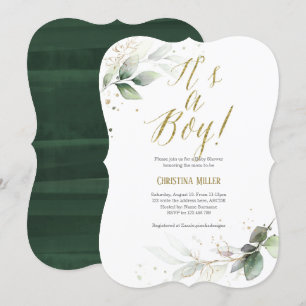 Its a boy, Modern, Botanical, Baby Boy Shower Invitation