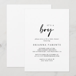 It's A Boy Modern Elegant Baby Shower Invitation