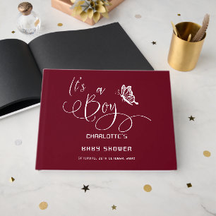 It's A Boy Modern Minimal Butterfly Baby Shower Guest Book