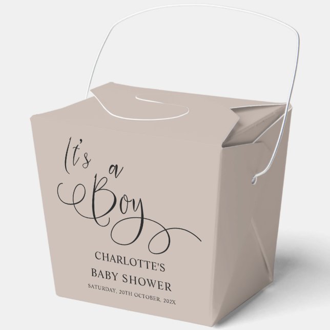 It's a Boy! Modern Minimal Calligraphy Baby Shower Favour Box (Front)