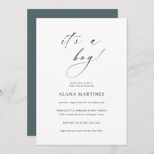 It's a Boy   Modern Minimal Calligraphy Invitation