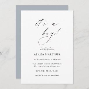 It's a Boy   Modern Minimal Calligraphy Invitation