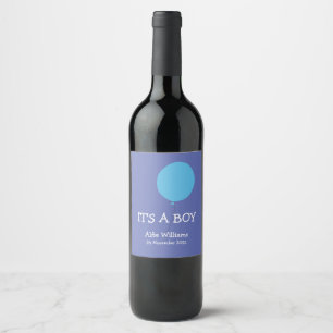 It's a Boy Modern whimsical blue wine label