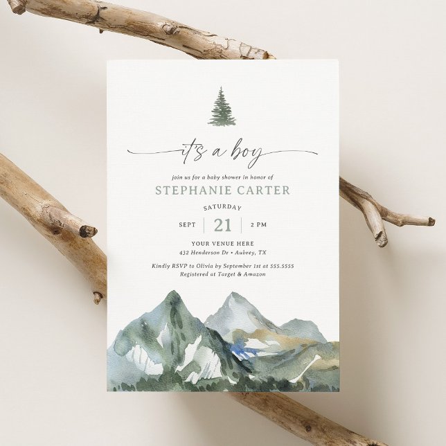 It's a Boy Mountain Forest Boy Baby Shower Invitation (Creator Uploaded)