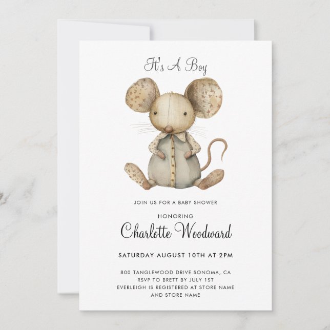 It's A Boy Mouse Boy Baby Shower Invitation (Front)
