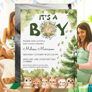 It's A Boy Nature Woodland Baby Boy Shower Invitation