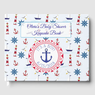 Its a boy, Nautical Oceanic Baby Shower Guestbook