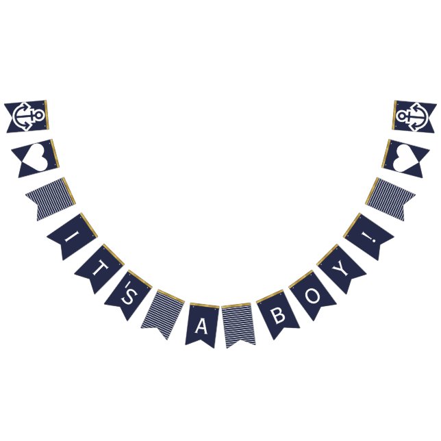 Its A Boy  Navy and Gold Nautical  Bunting (All)