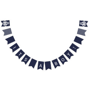 Its A Boy  Navy Nautical Bunting Bunting