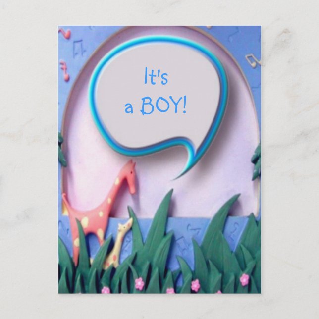 It's a BOY New Baby Announcement (Front)