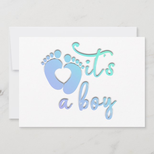  It's A Boy New Baby Shower Blue Heart Feet  Invitation (Back)