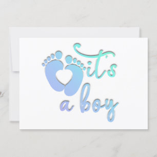  It's A Boy New Baby Shower Blue Heart Feet  Invitation