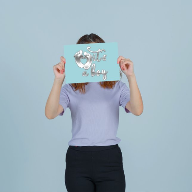  It's A Boy New Baby Shower Blue Silver Invitation (It's A Boy New Baby Shower Blue Silver Invitation)