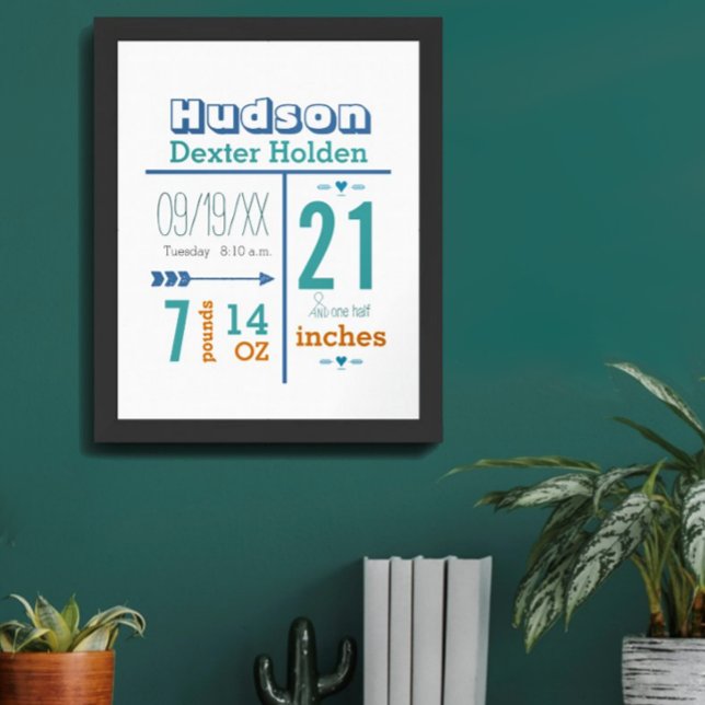 It's A Boy! New Baby Stats Cute Arrow Poster (Creator Uploaded)