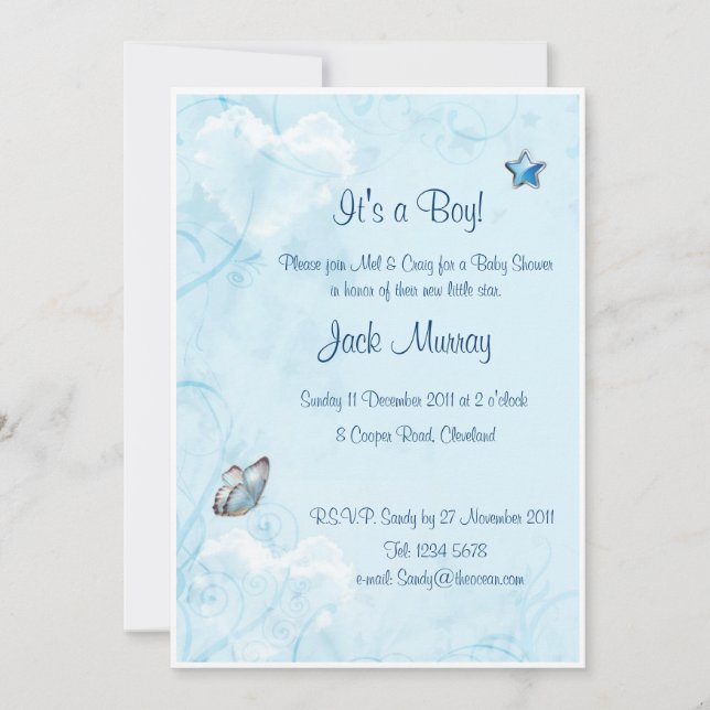 It's a Boy! New Little Star Baby Shower Invitation (Front)