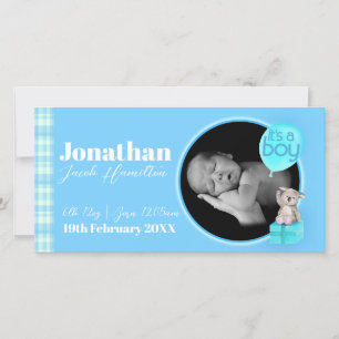 "It's a boy" newborn baby announcement card