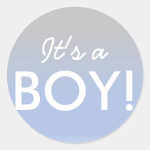 It's a Boy Ombre Blue Silver Baby Shower Sticker