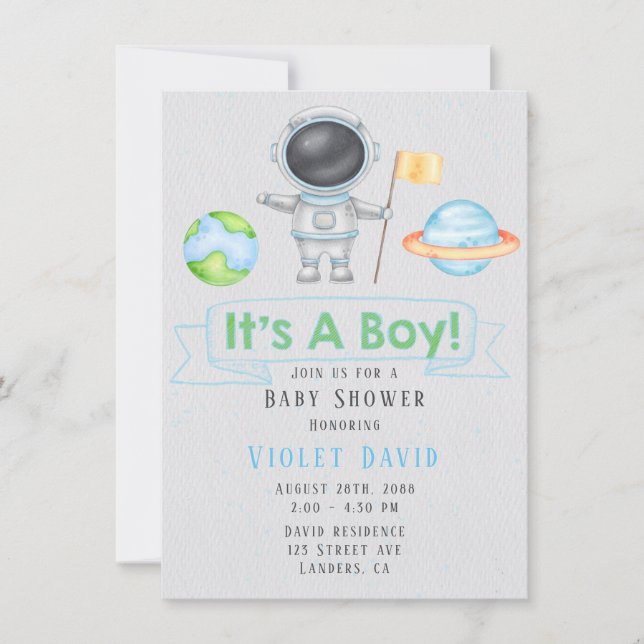 It's a Boy Outer Space Boy Baby Shower  Invitation (Front)