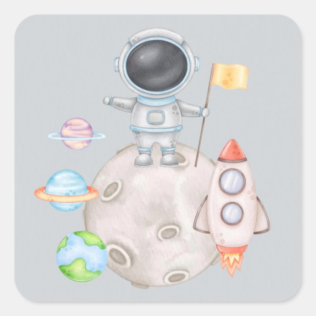 It's a Boy Outer Space Boy Baby Shower Square Sticker (Front)