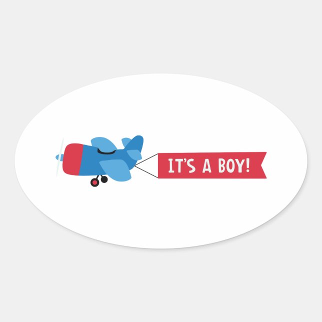 Its a Boy Oval Sticker (Front)