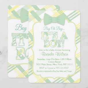 It's a Boy, Pale Green Baby Shower Invitation