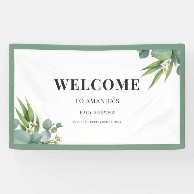 It's a Boy Palms Leaves Floral Green Baby Shower Banner (Horizontal)