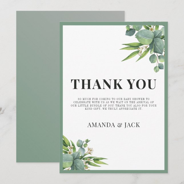 It's a Boy Palms Leaves Floral Green Baby Shower Thank You Card (Front/Back)