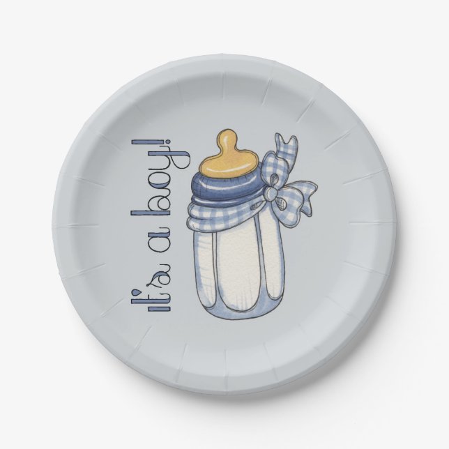 It's a Boy Paper Plate (Front)