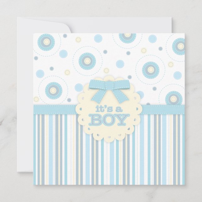 It's a Boy Pastel in Blue Stitches Baby Shower Invitation (Front)
