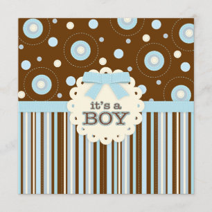 It's a Boy Pastel in Blue Stitches Baby Shower Invitation