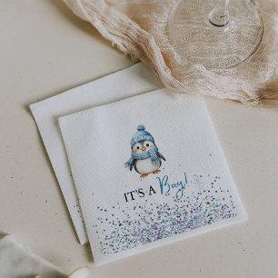 It's a Boy Penguin Winter Baby Shower Napkin