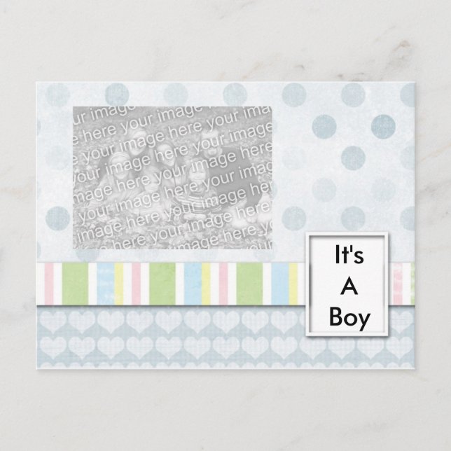 It's A Boy Photo Birth Announcement Template (Front)