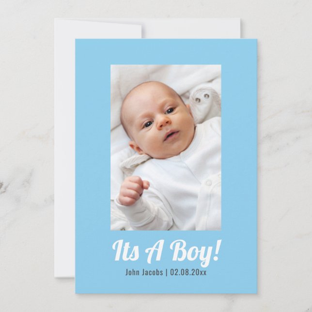 Its a boy, photo memory, baby shower card. invitation (Front)