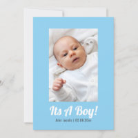 Its a boy, photo memory, baby shower card.