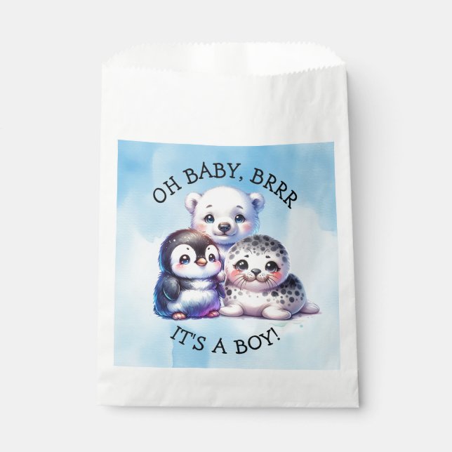 It's a Boy | Polar Arctic Winter Baby Shower Favour Bags (Front)