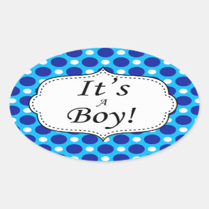 Its A Boy Polka Dot Milestone Oval Sticker