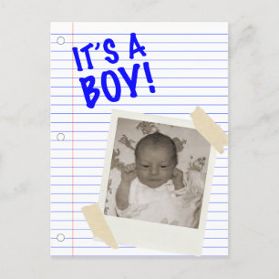 it's a boy postcard