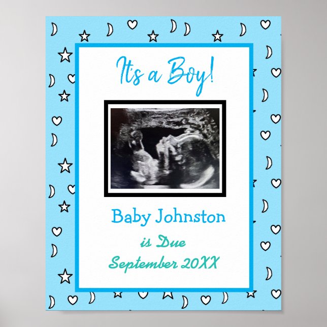 It's a Boy, Pregnancy Announcement Ultrasound Pic Poster (Front)