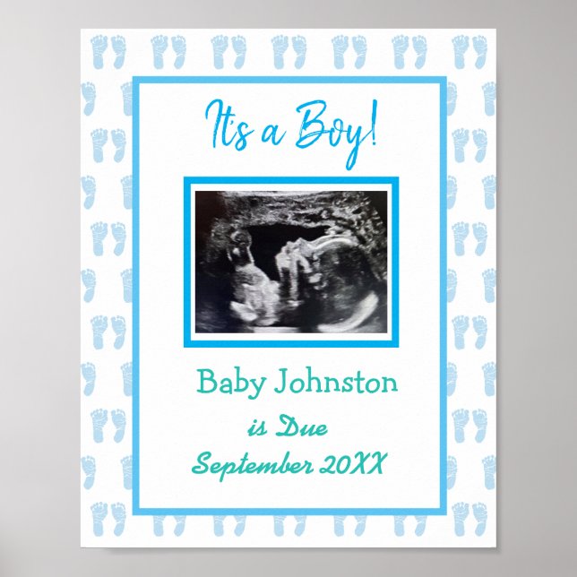 It's a Boy, Pregnancy Announcement Ultrasound Pic Poster (Front)