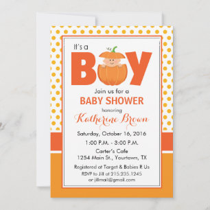 It's a Boy Pumpkin Baby Shower Invitation