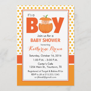 It's a Boy Pumpkin Baby Shower Invitation