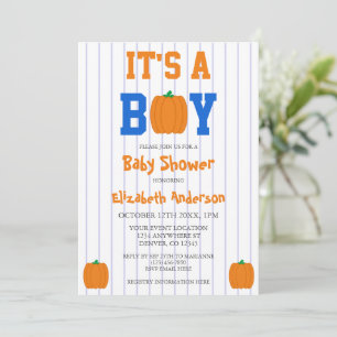 It's A Boy Pumpkin Baby Shower Invitation