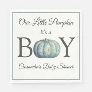 It's a Boy Pumpkin Blue n White Baby Shower Napkin