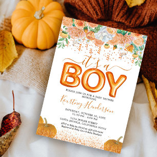 It's a Boy Pumpkin Fall Baby Shower Invitation